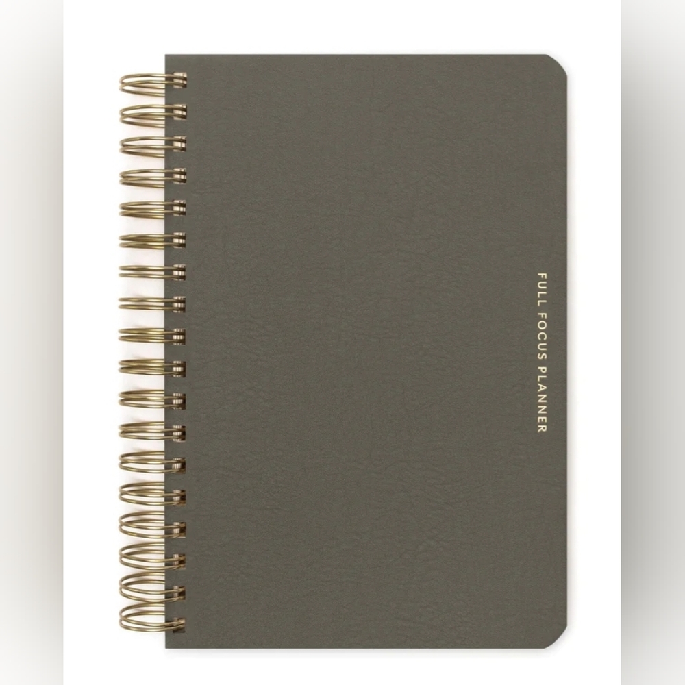 Full Focus Planner Coil Olive Leather and Oatmeal Linen